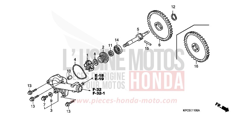 WATER PUMP for Varadero 125 CROWN BEIGE METALLIC (YR282) from 2007